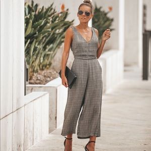 Never worn!! Vici black plaid tie waist jumpsuit
